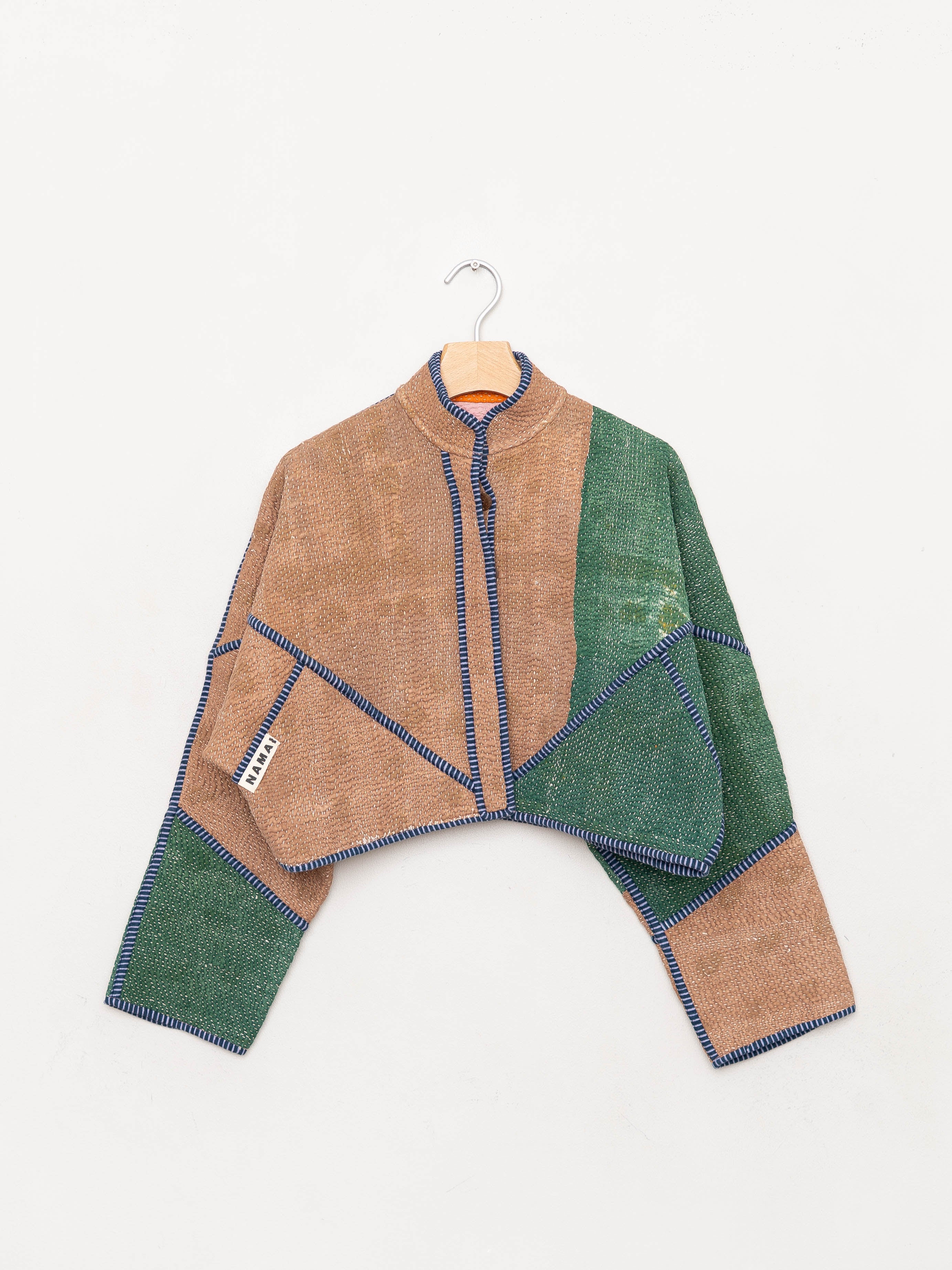 The Kaira Cropped Quilted Patchwork Kantha Jacket