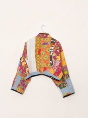 The Kaira Cropped Quilted Patchwork Kantha Jacket