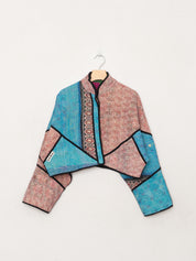 The Kaira Cropped Quilted Patchwork Kantha Jacket