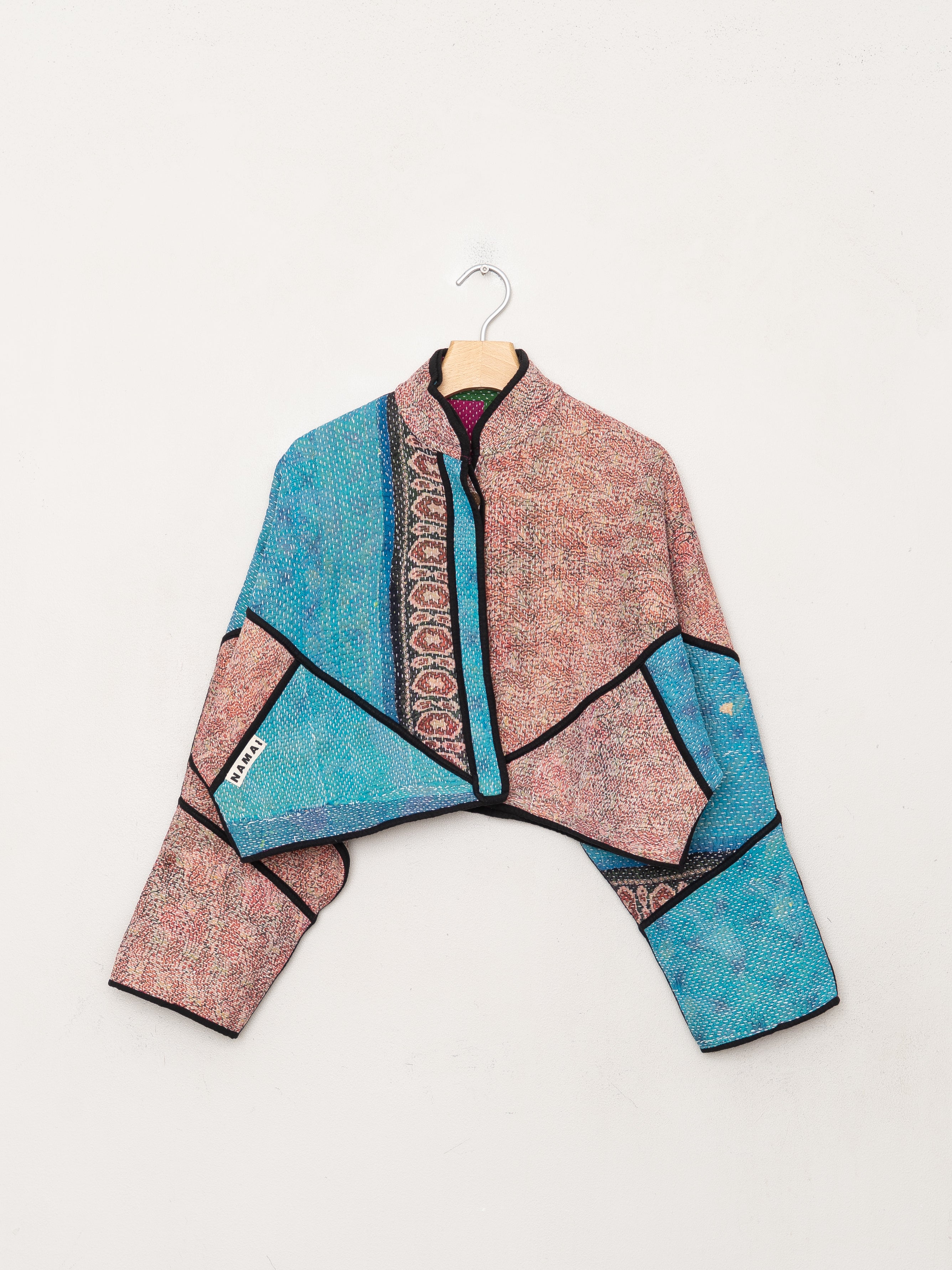 The Kaira Cropped Quilted Patchwork Kantha Jacket
