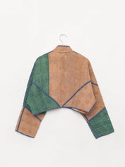 The Kaira Cropped Quilted Patchwork Kantha Jacket
