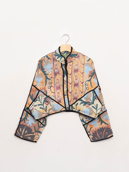 The Kaira Cropped Suzani Quilted Kantha Jacket