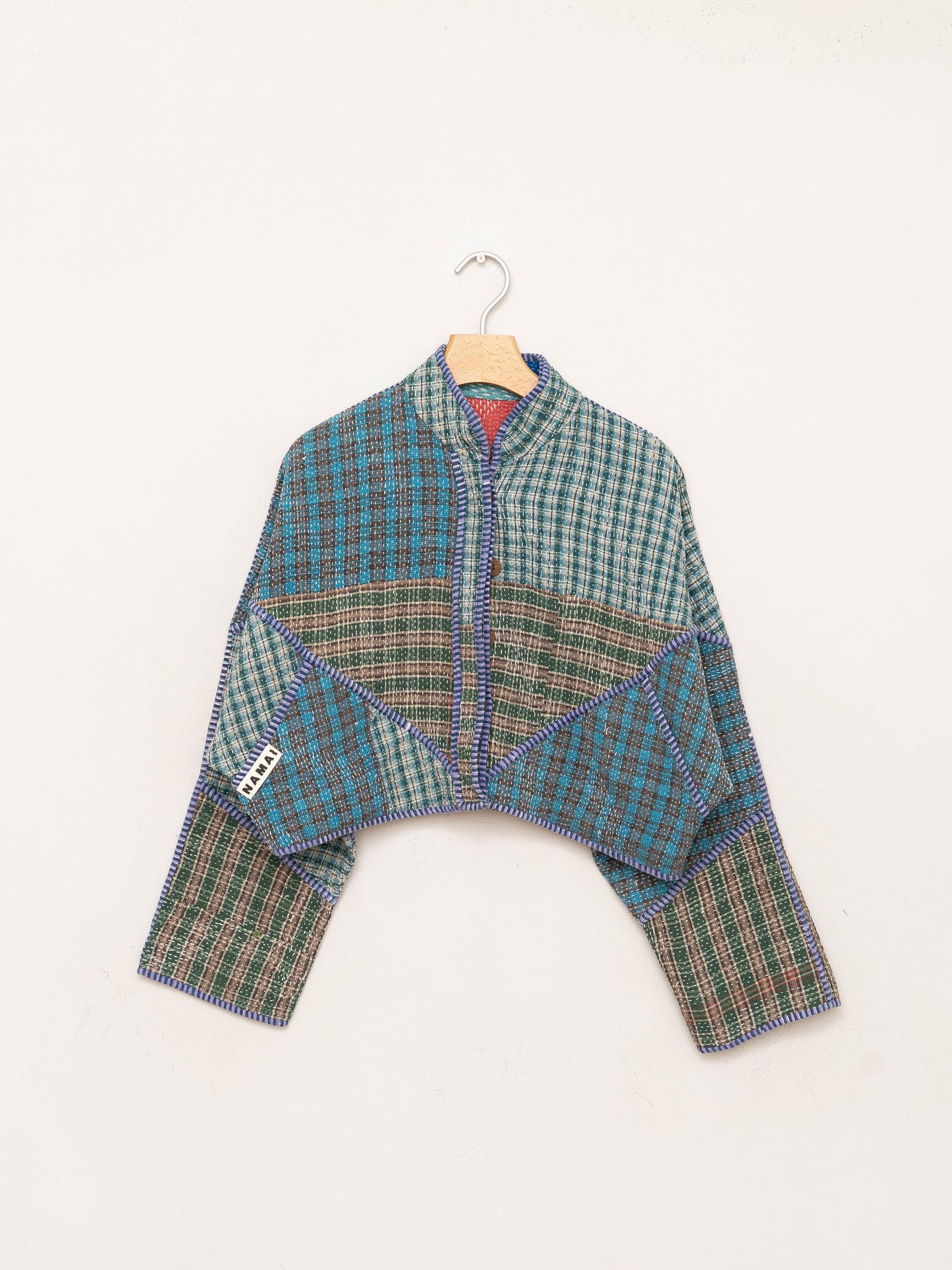 The Kaira Cropped Quilted Patchwork Kantha Jacket