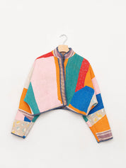 The Kaira Cropped Quilted Patchwork Kantha Jacket
