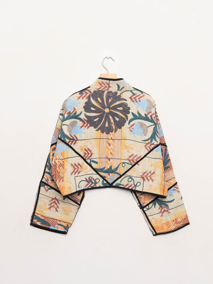 The Kaira Cropped Suzani Quilted Kantha Jacket