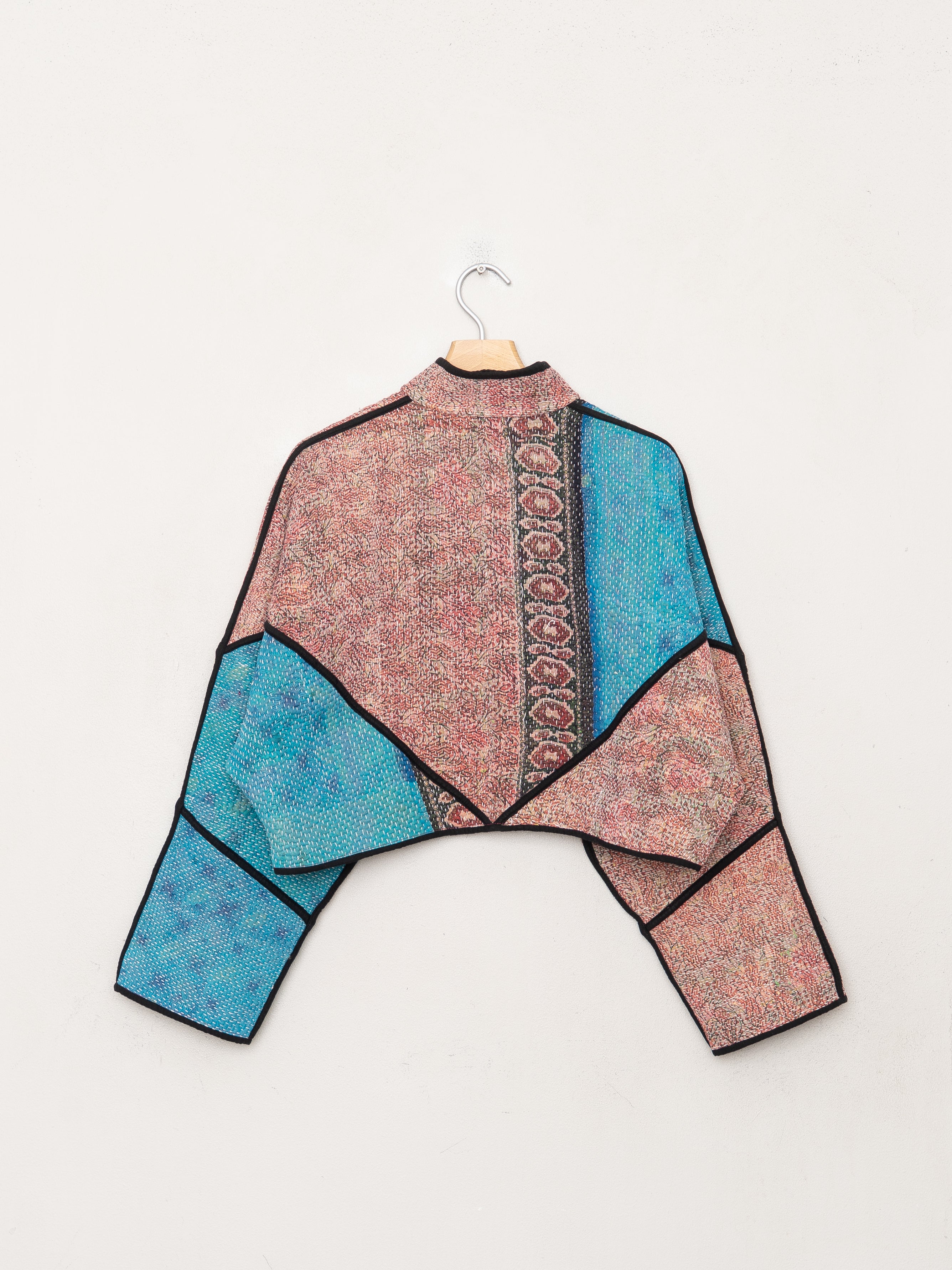 The Kaira Cropped Quilted Patchwork Kantha Jacket