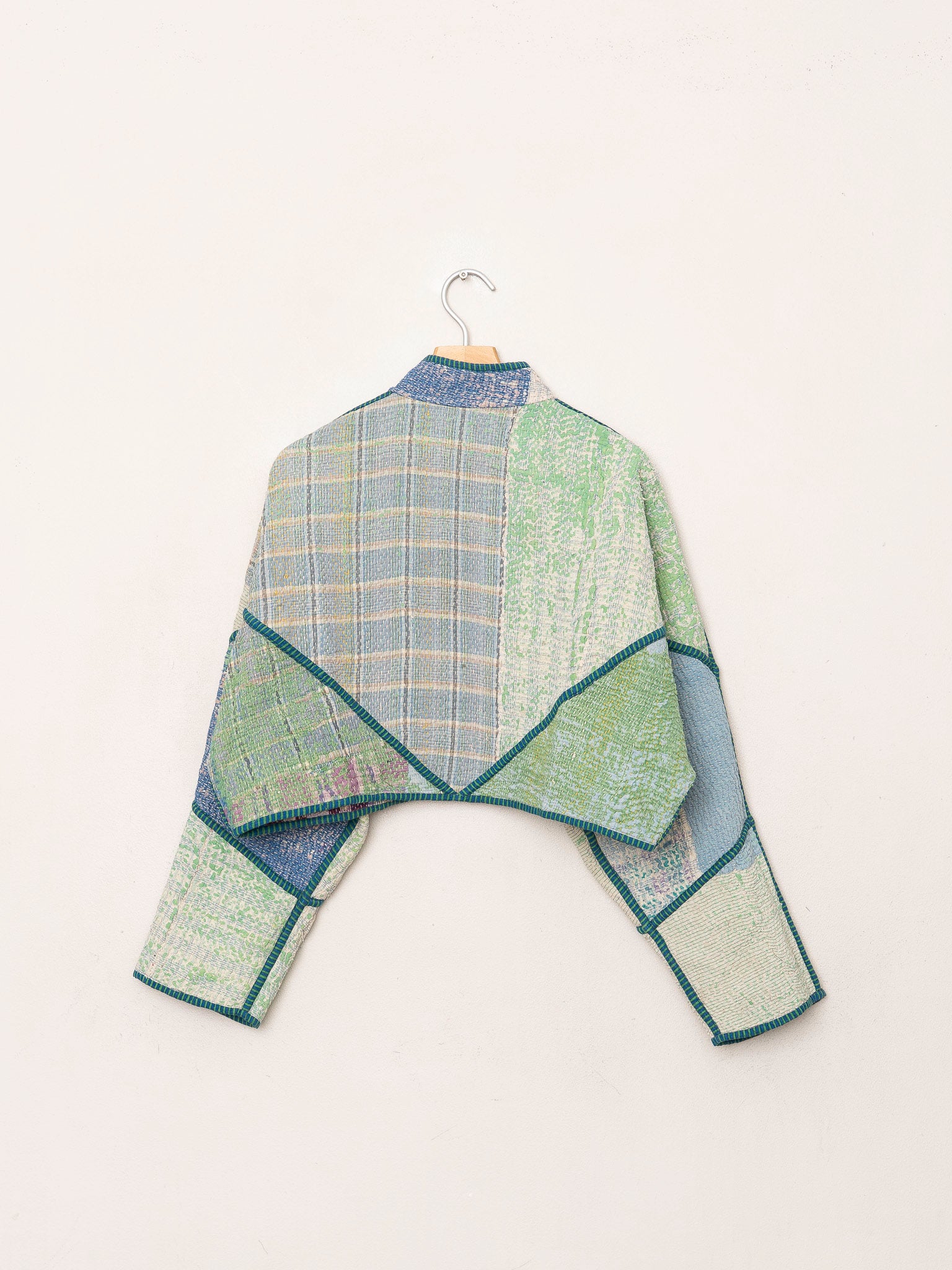 The Kaira Cropped Quilted Patchwork Kantha Jacket