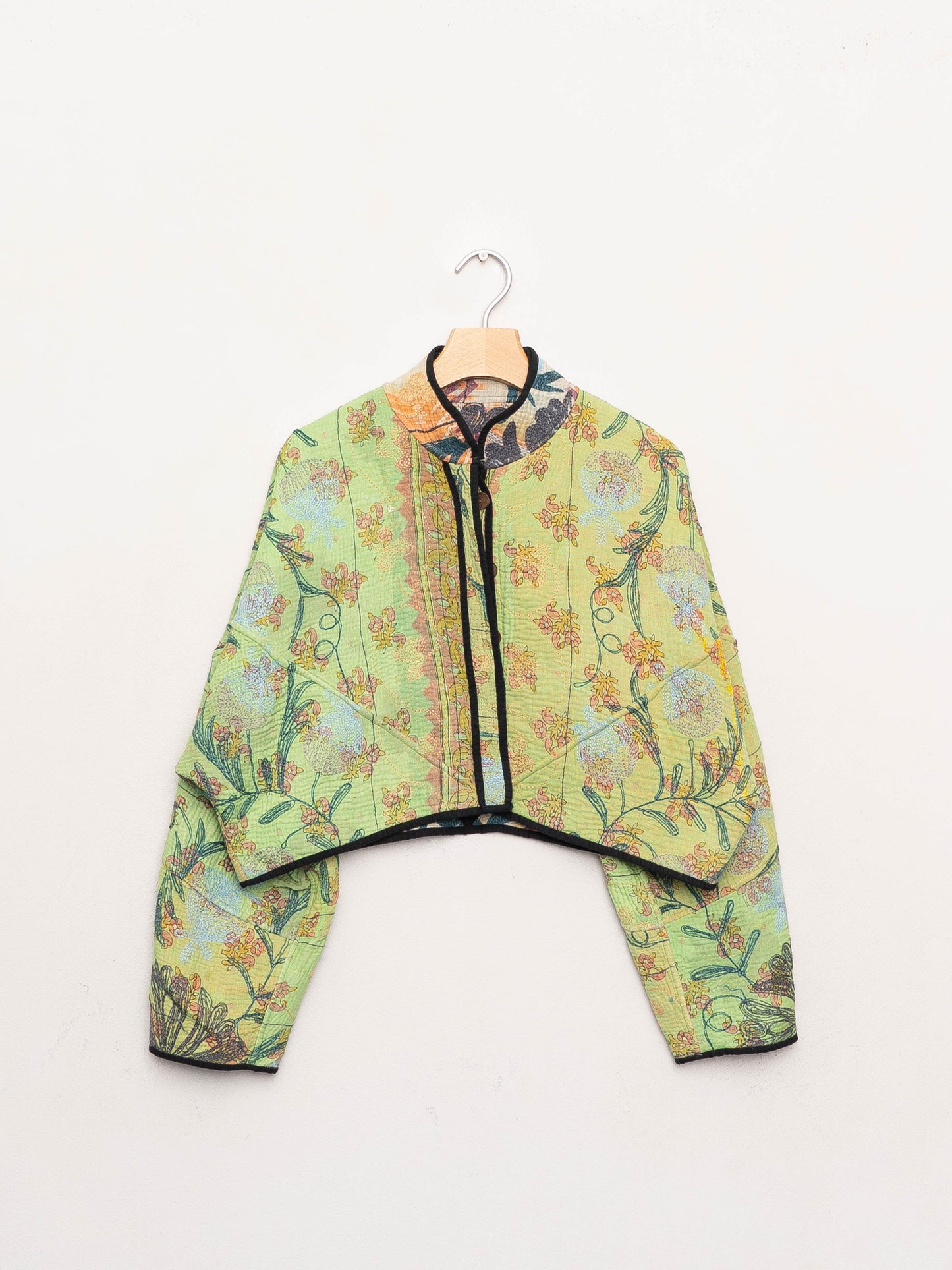 The Kaira Cropped Suzani Quilted Kantha Jacket