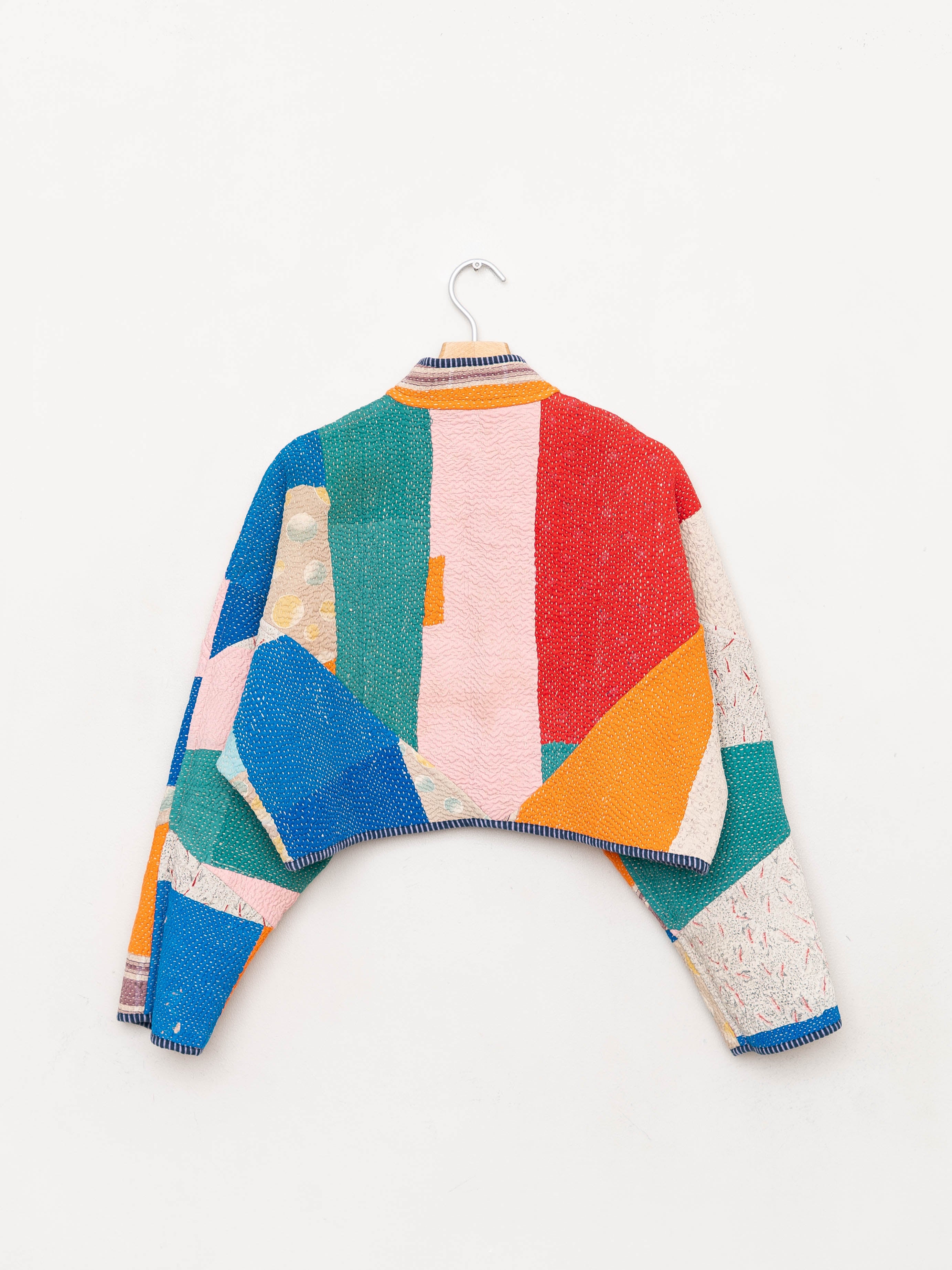 The Kaira Cropped Quilted Patchwork Kantha Jacket
