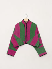 The Kaira Cropped Quilted Patchwork Kantha Jacket