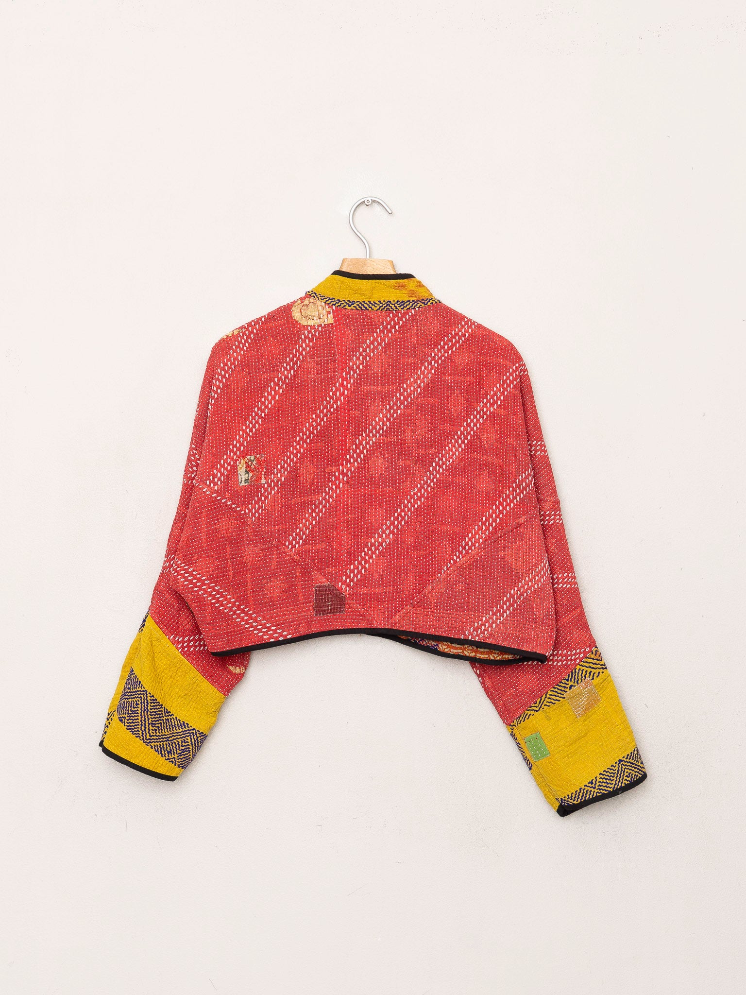 The Kaira Cropped Quilted Patchwork Kantha Jacket