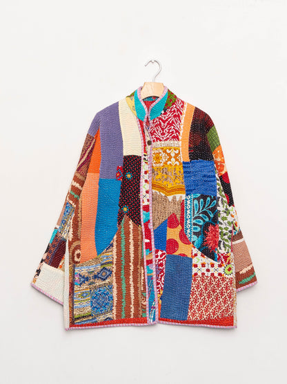 The Narmada Quilted Patchwork Kantha Jacket