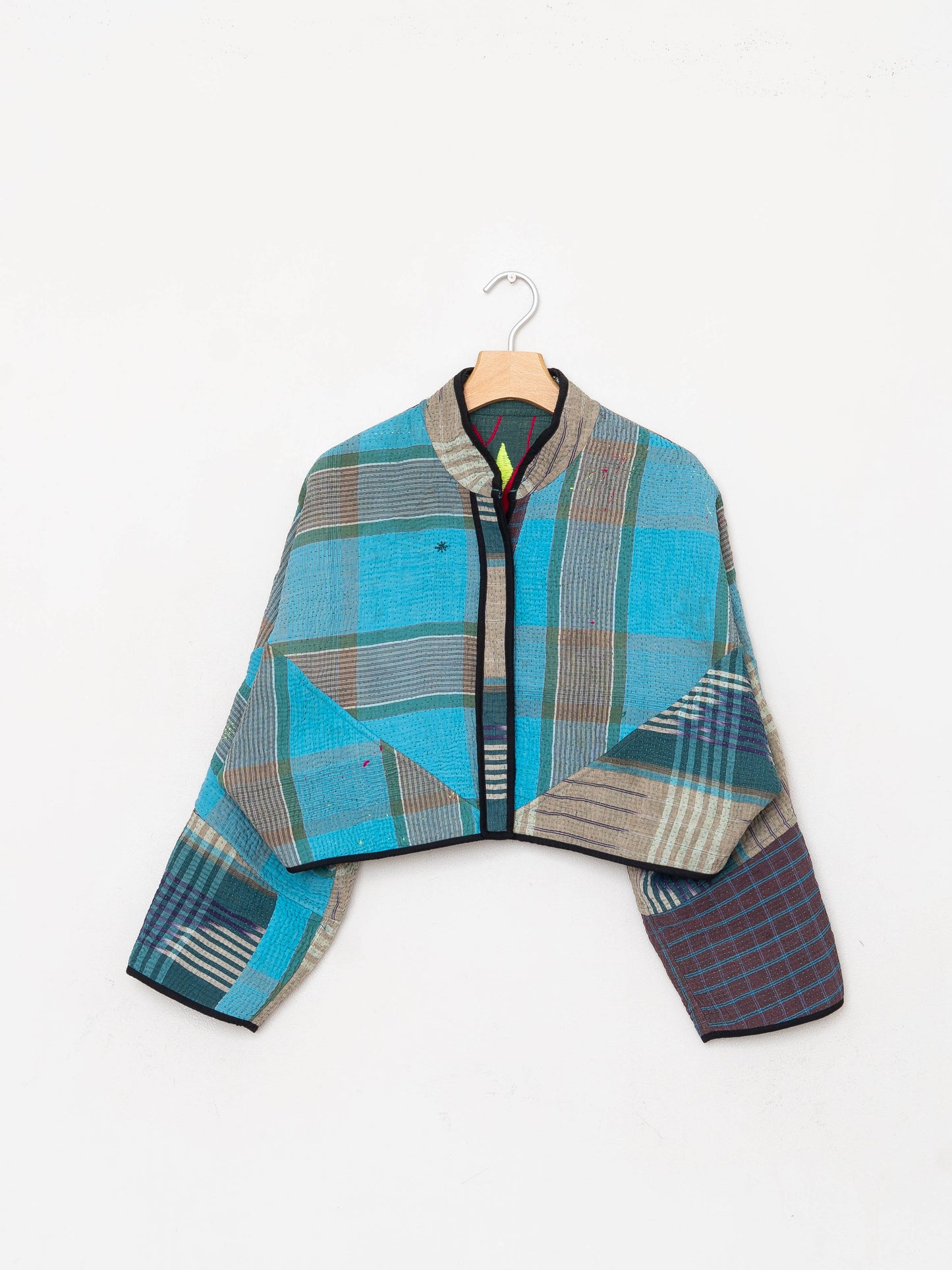 The Kaira Cropped Quilted Patchwork Kantha Jacket