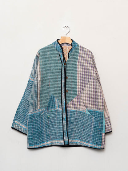 The Narmada Quilted Patchwork Kantha Jacket