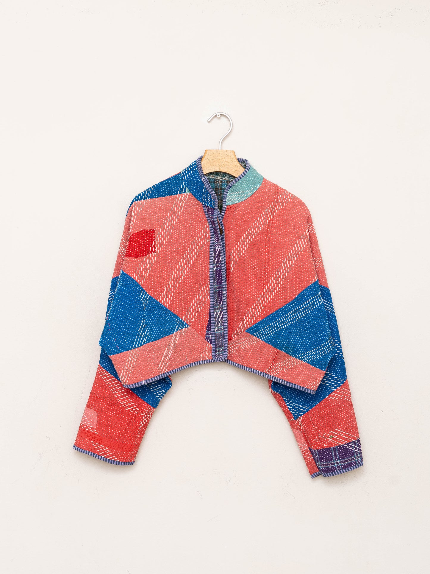 The Kaira Cropped Quilted Patchwork Kantha Jacket