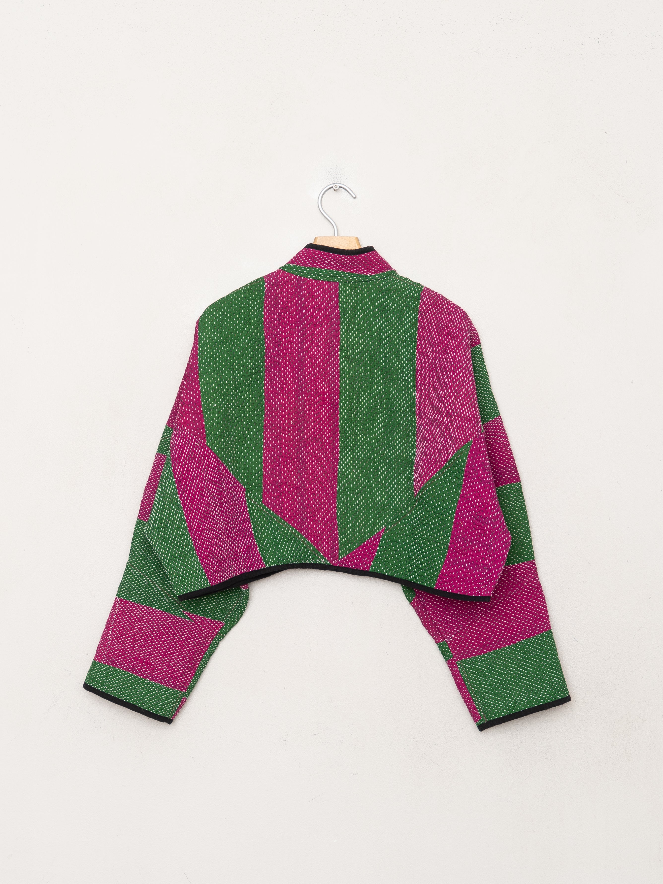 The Kaira Cropped Quilted Patchwork Kantha Jacket
