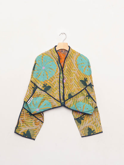 The Kaira Cropped Suzani Quilted Kantha Jacket