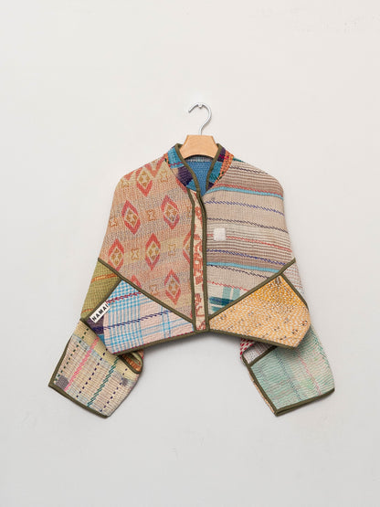 The Kaira Cropped Quilted Patchwork Kantha Jacket