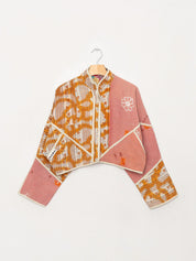The Kaira Cropped Quilted Patchwork Kantha Jacket