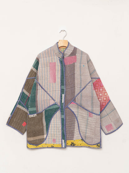 The Narmada Quilted Patchwork Kantha Jacket