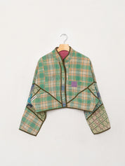 The Kaira Cropped Quilted Patchwork Kantha Jacket