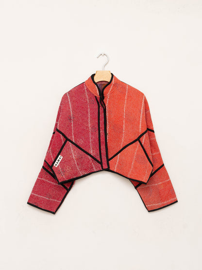 The Kaira Cropped Quilted Patchwork Kantha Jacket