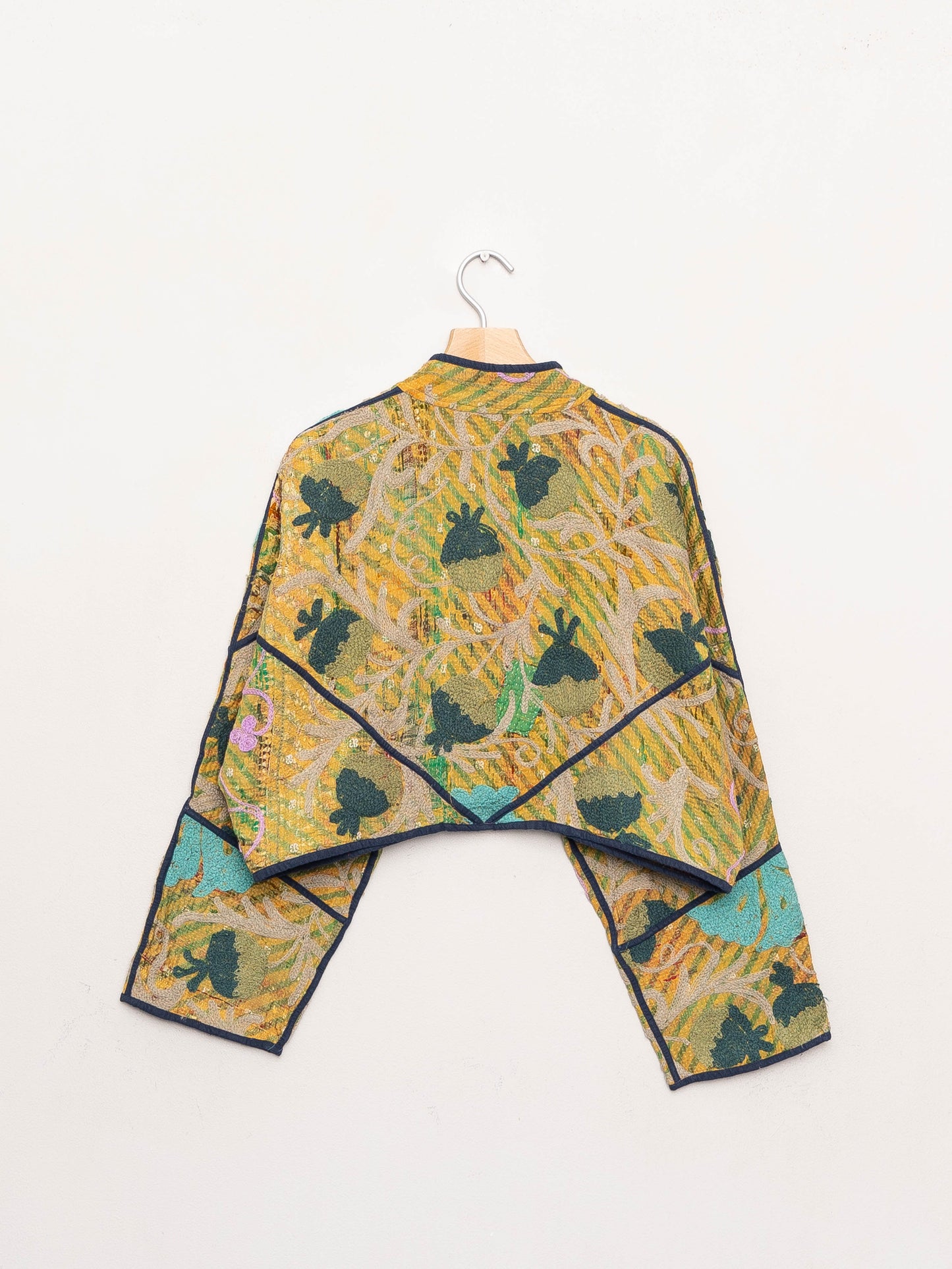 The Kaira Cropped Suzani Quilted Kantha Jacket