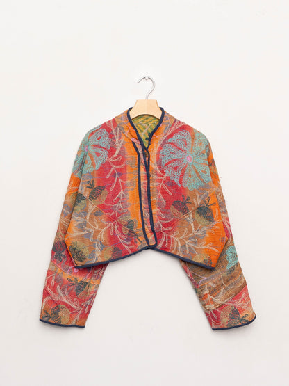 The Kaira Cropped Suzani Quilted Kantha Jacket