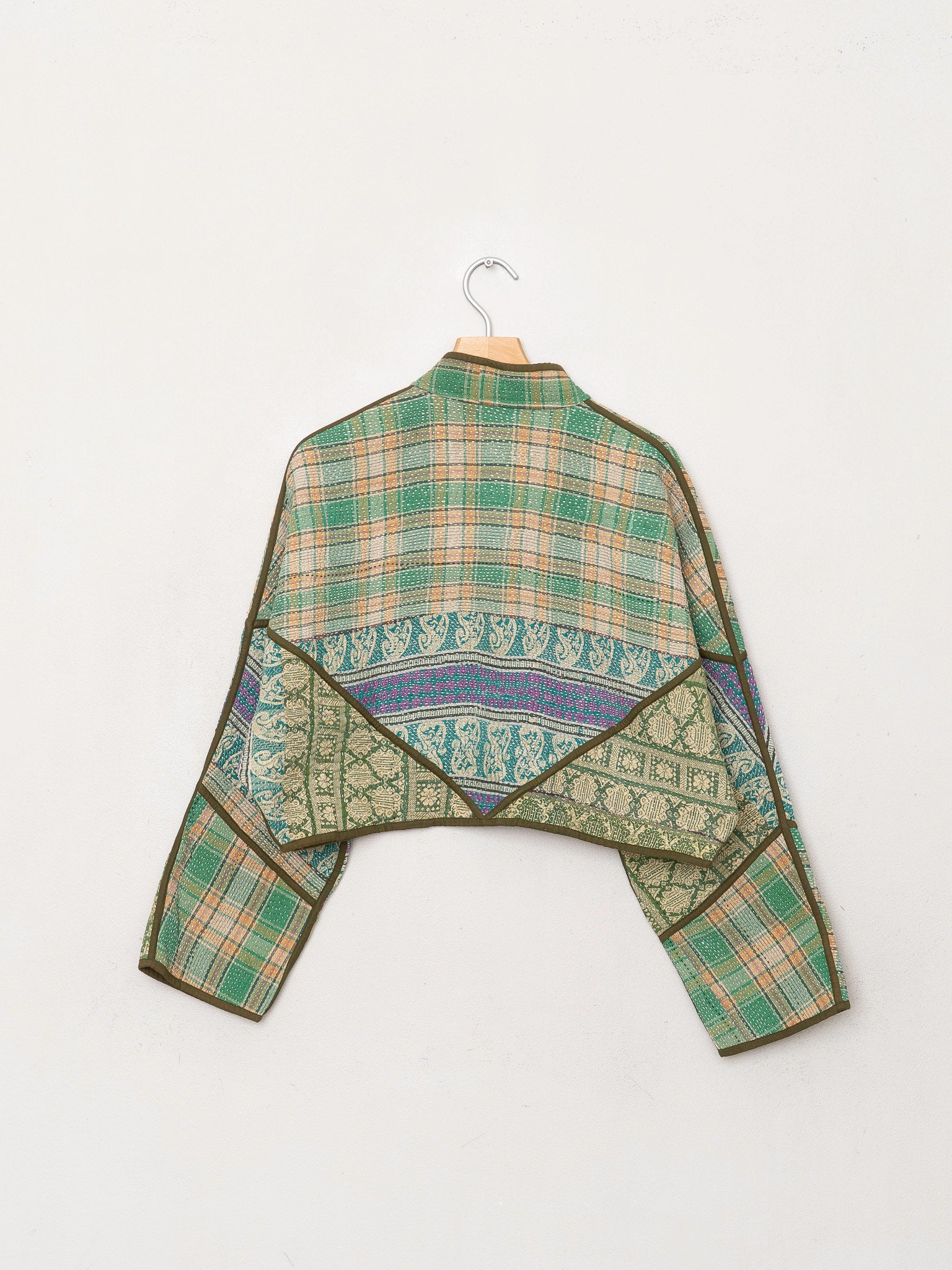 The Kaira Cropped Quilted Patchwork Kantha Jacket