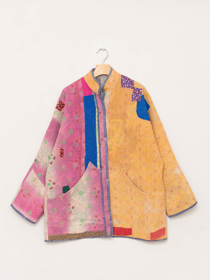 The Narmada Quilted Patchwork Kantha Jacket