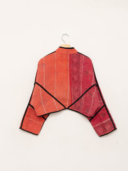 The Kaira Cropped Quilted Patchwork Kantha Jacket