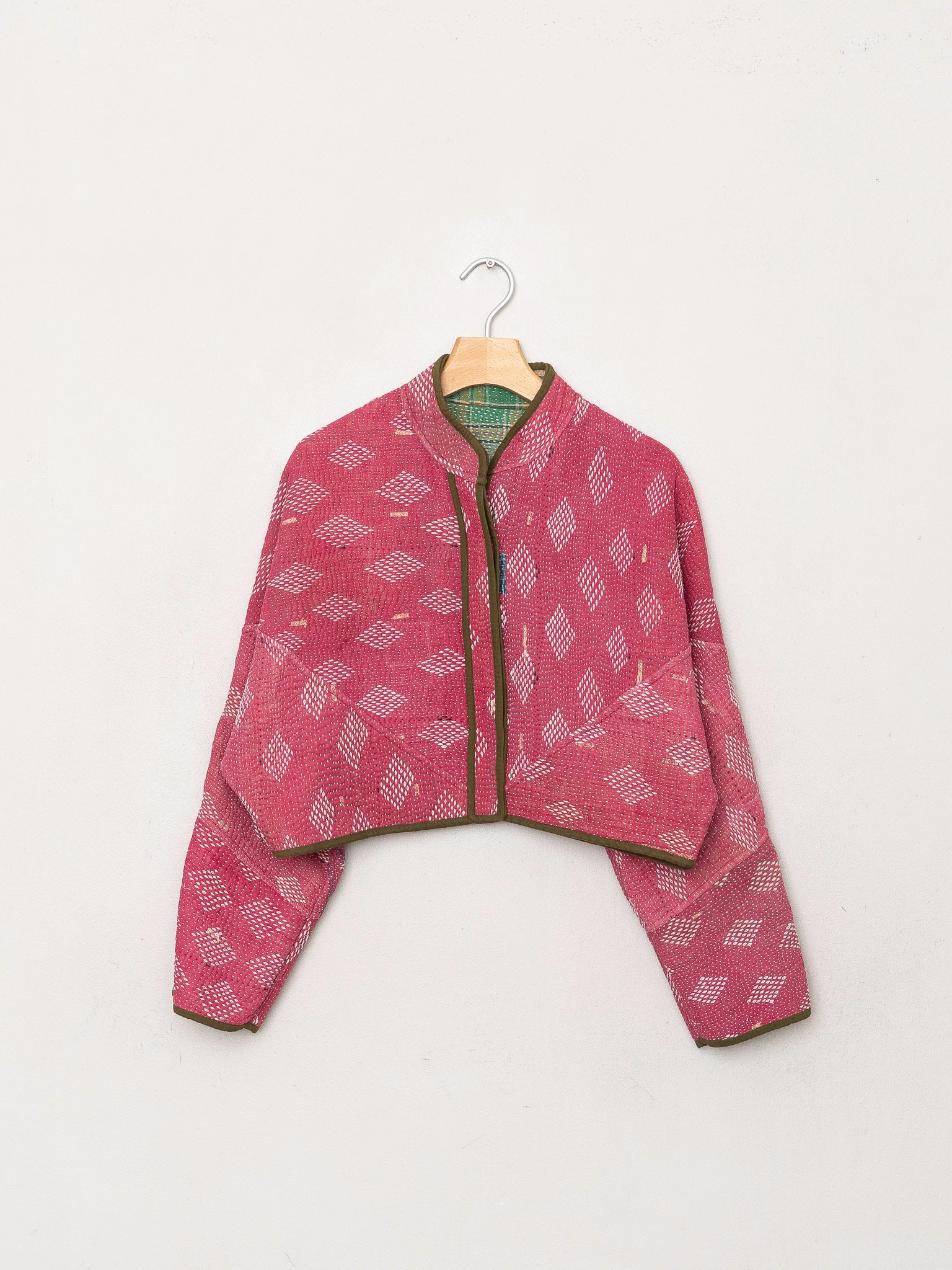 The Kaira Cropped Quilted Patchwork Kantha Jacket