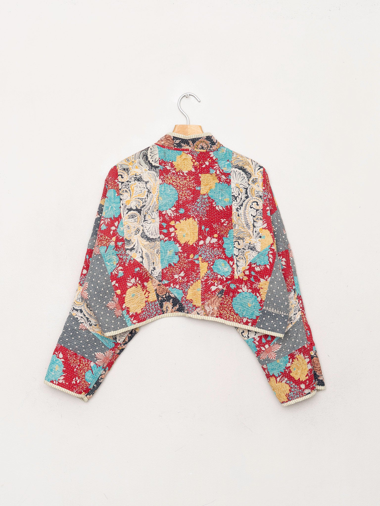 The Kaira Cropped Quilted Patchwork Kantha Jacket