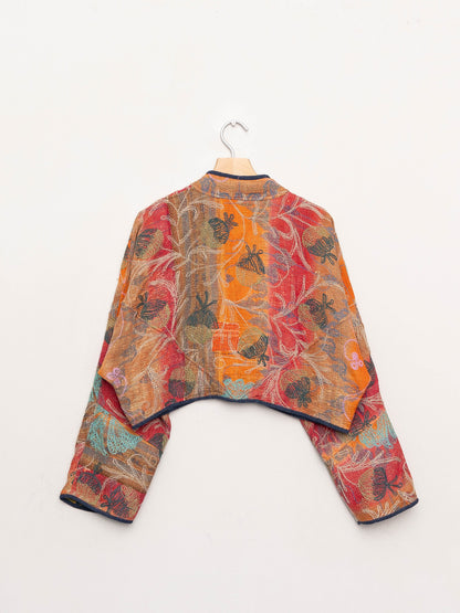 The Kaira Cropped Suzani Quilted Kantha Jacket