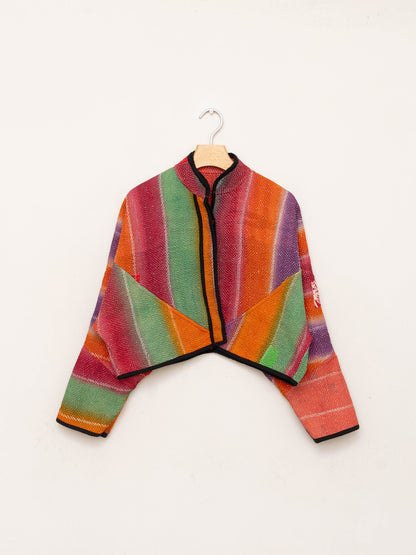 The Kaira Cropped Quilted Patchwork Kantha Jacket