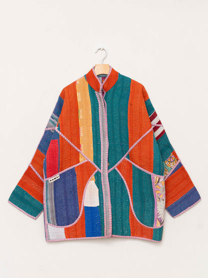 The Narmada Quilted Patchwork Kantha Jacket