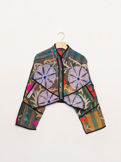 The Kaira Cropped Suzani Quilted Kantha Jacket