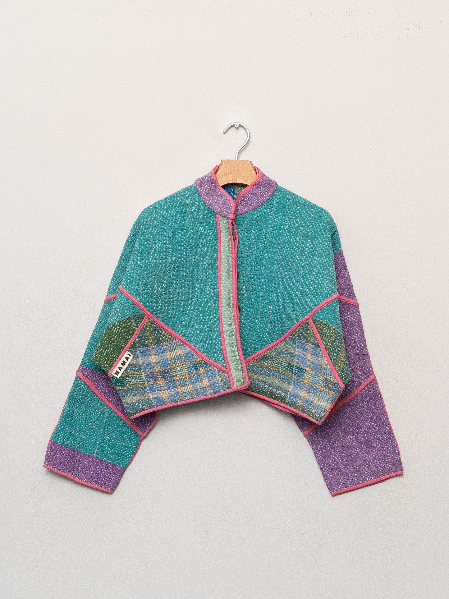 The Kaira Cropped Quilted Patchwork Kantha Jacket