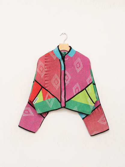 The Kaira Cropped Quilted Patchwork Kantha Jacket