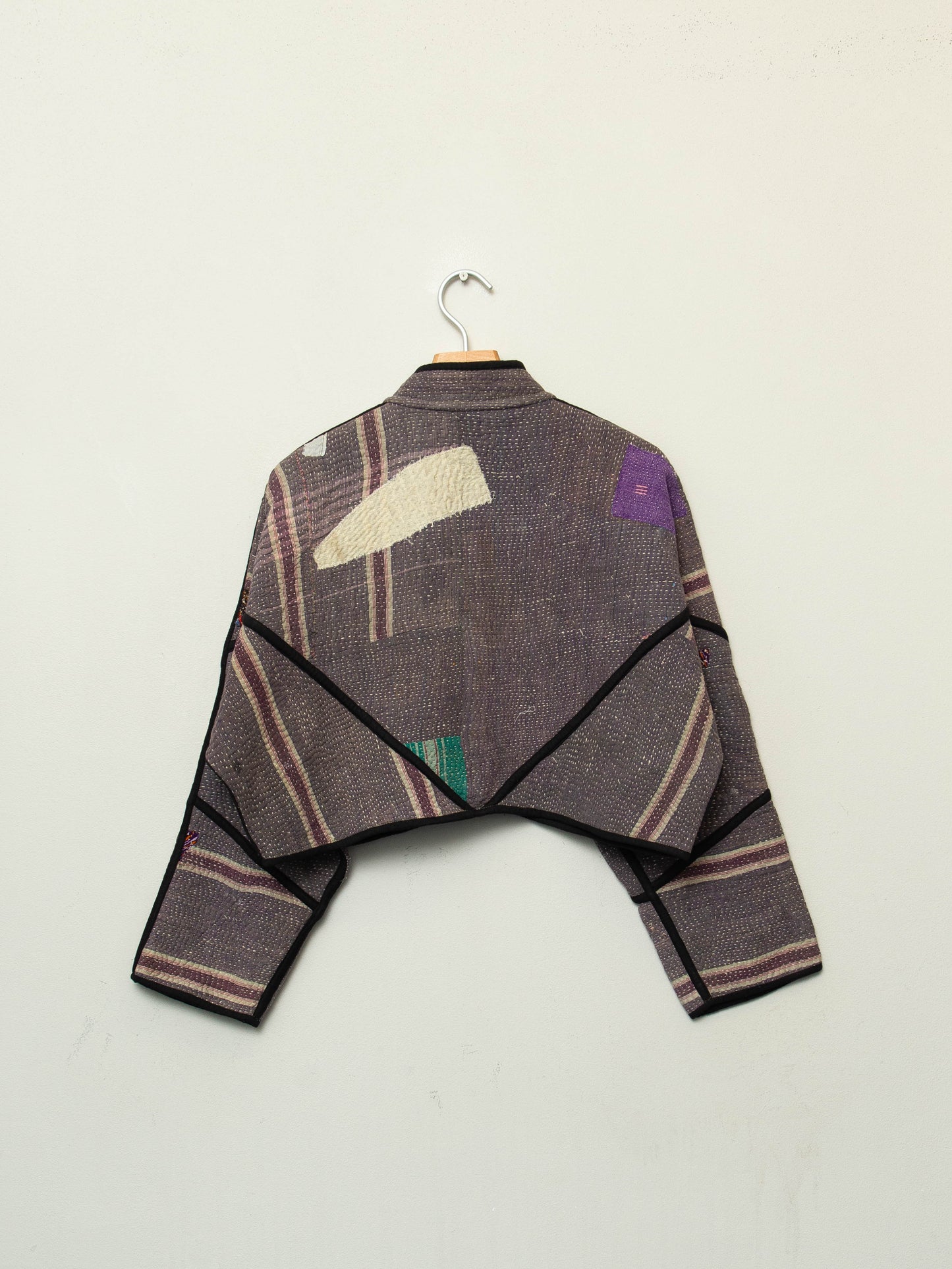 The Kaira Cropped Quilted Patchwork Kantha Jacket