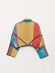 The Kaira Cropped Quilted Patchwork Kantha Jacket