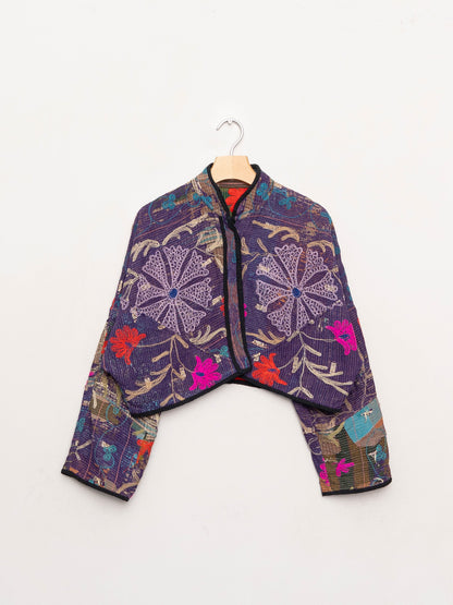 The Kaira Cropped Suzani Quilted Kantha Jacket