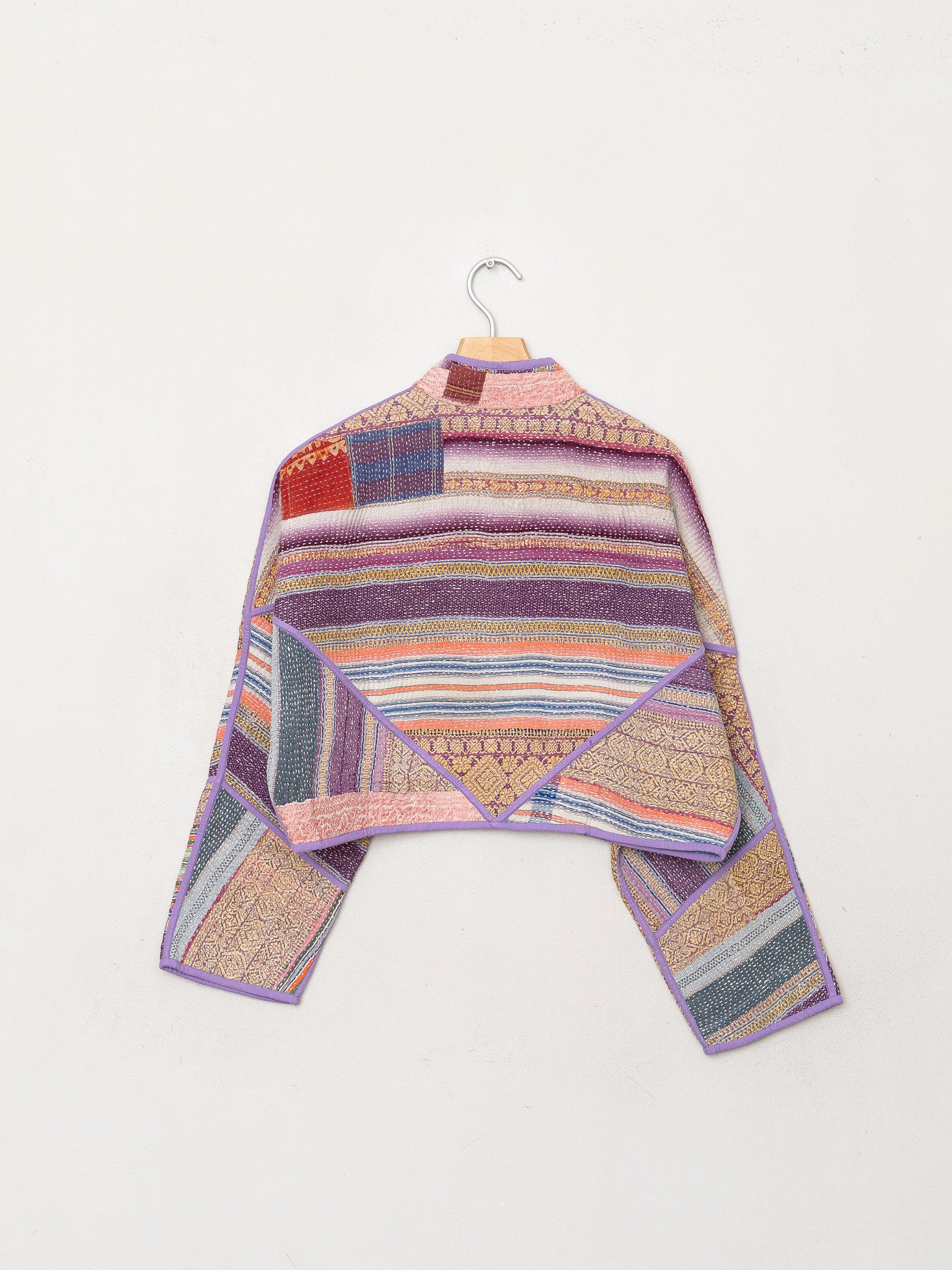The Kaira Cropped Quilted Patchwork Kantha Jacket