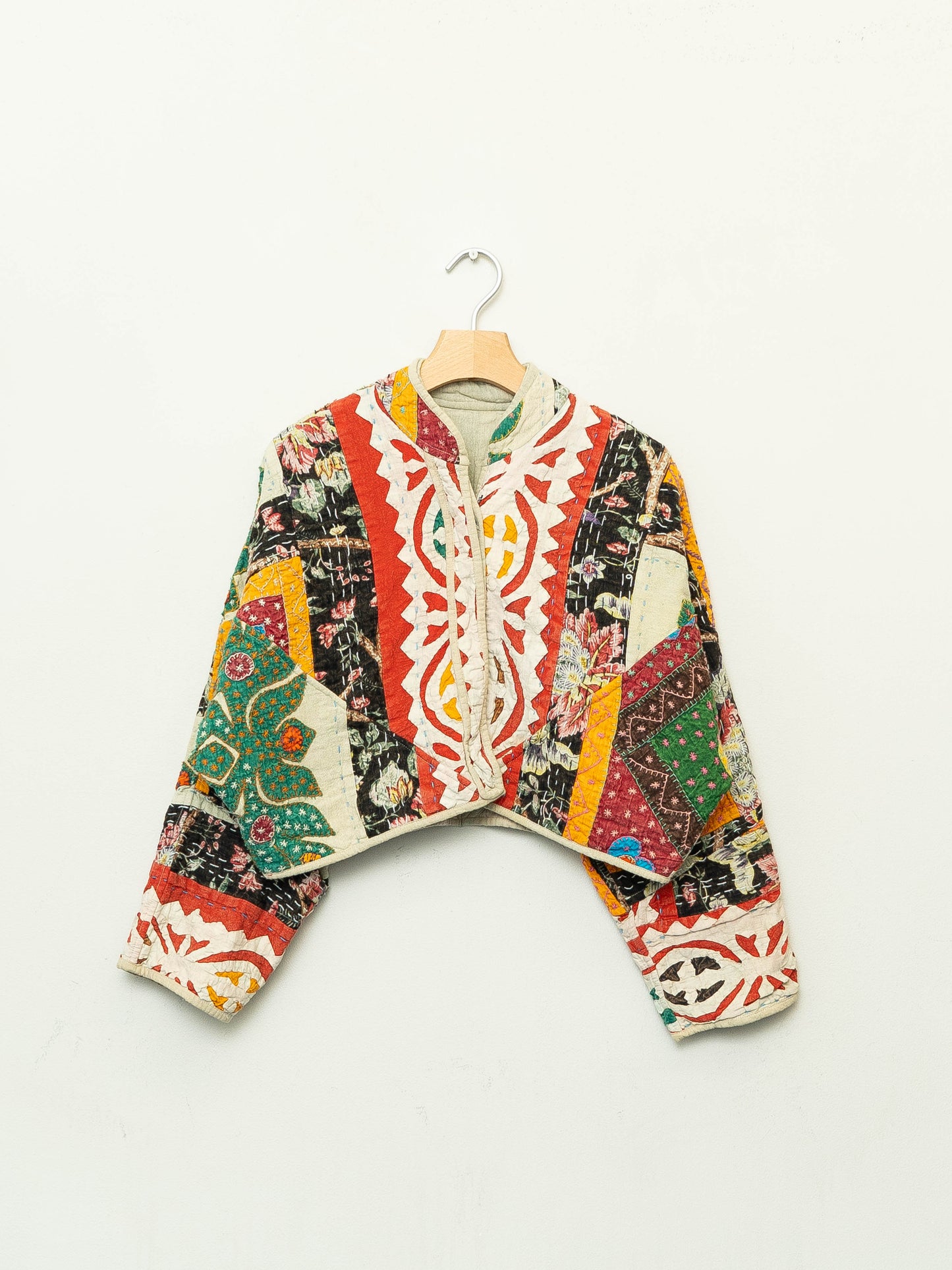 The Kaira Cropped Suzani Cut Out Kantha Jacket