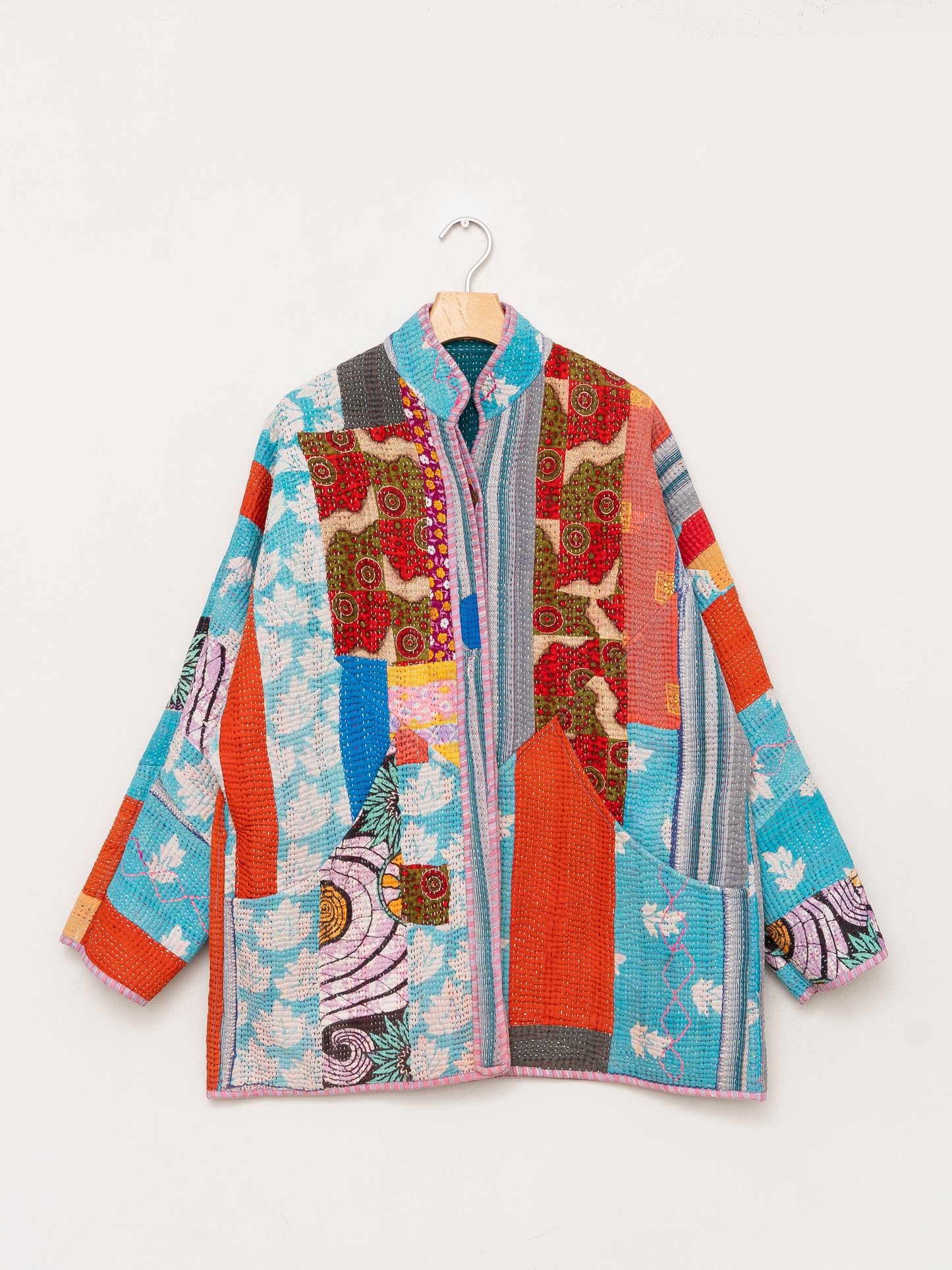 The Narmada Quilted Patchwork Kantha Jacket