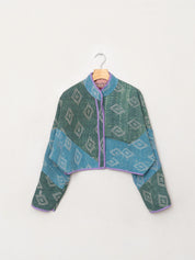 The Kaira Cropped Quilted Patchwork Kantha Jacket
