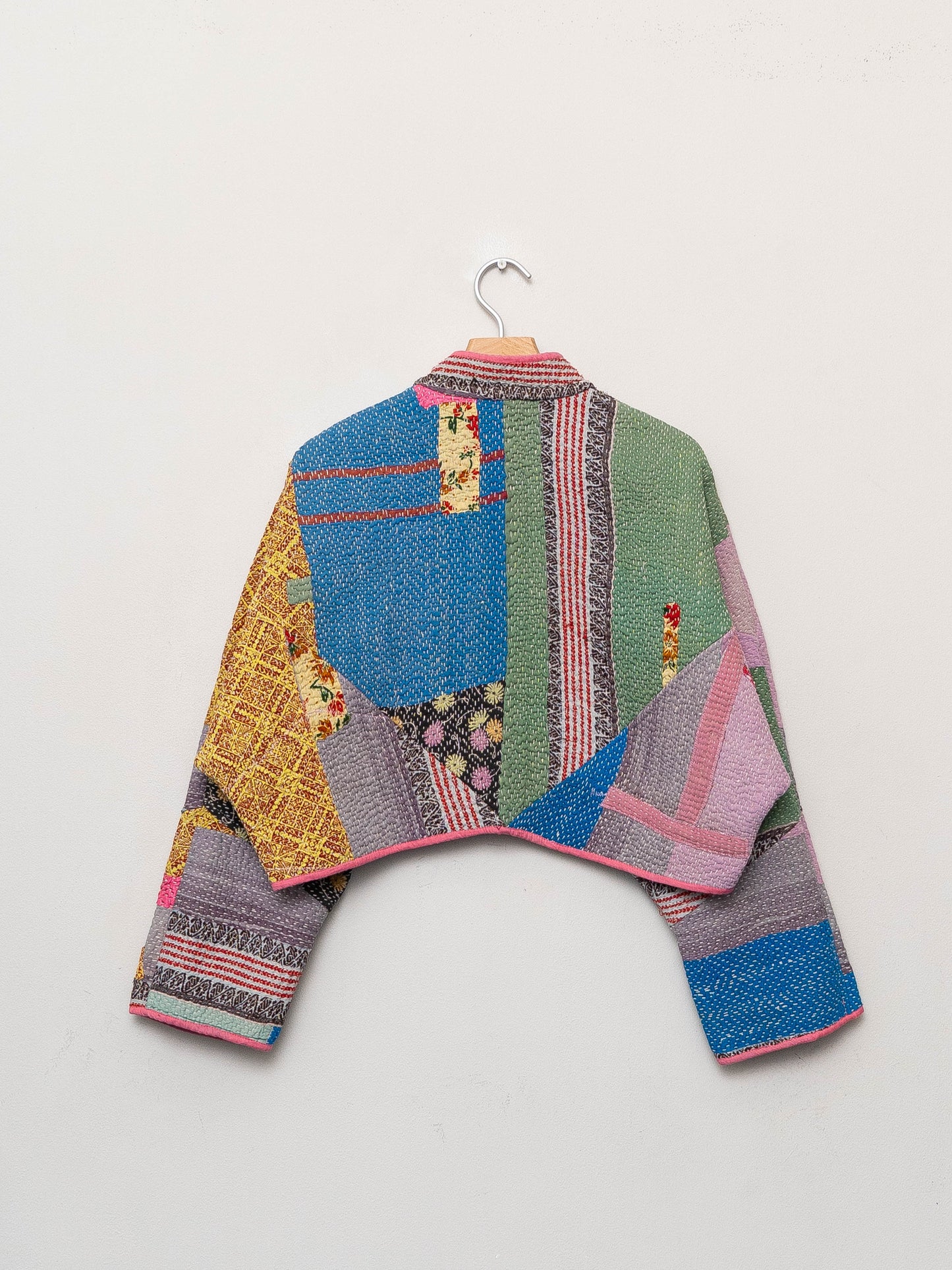 The Kaira Cropped Quilted Patchwork Kantha Jacket