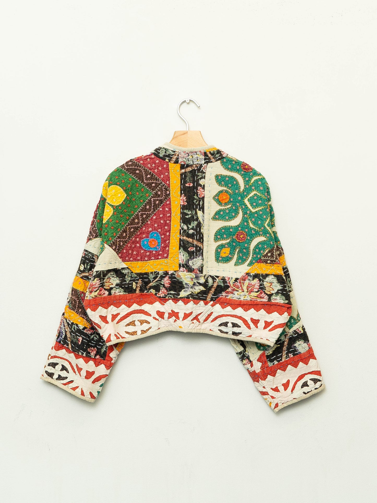 The Kaira Cropped Suzani Cut Out Kantha Jacket