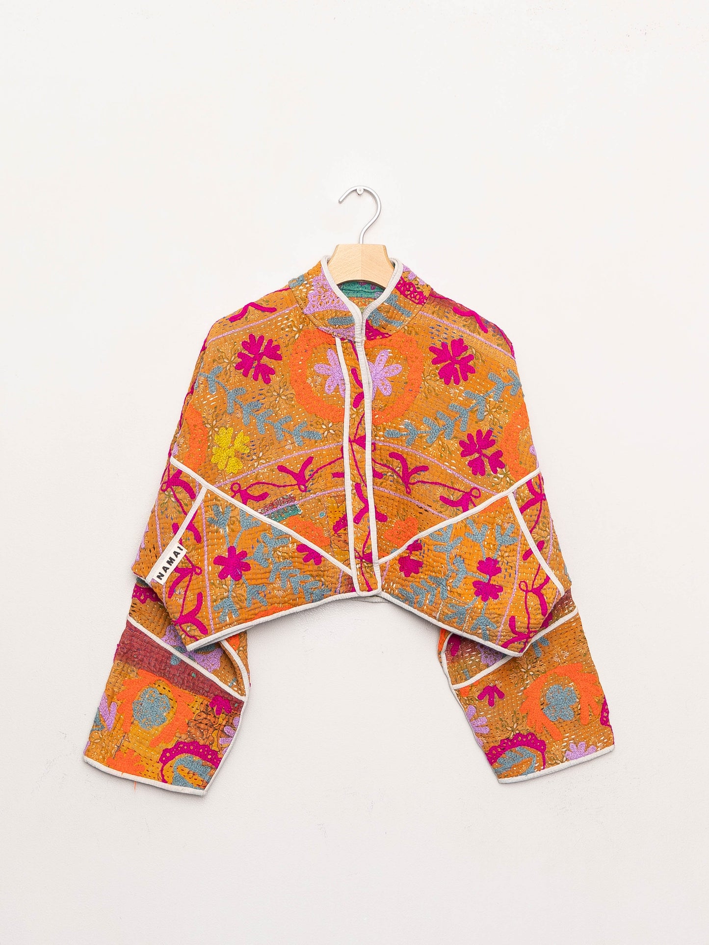 The Kaira Cropped Suzani Quilted Kantha Jacket