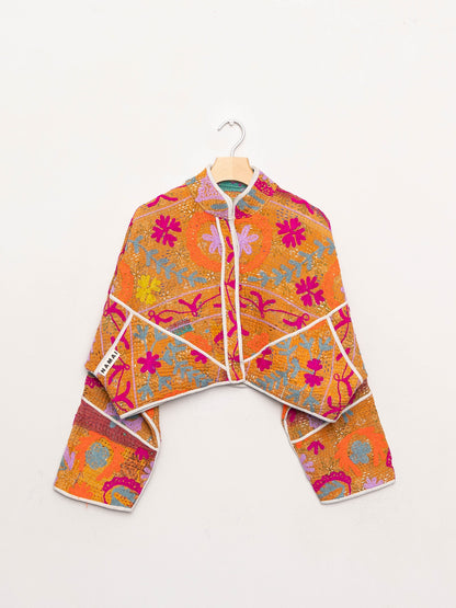 The Kaira Cropped Suzani Quilted Kantha Jacket